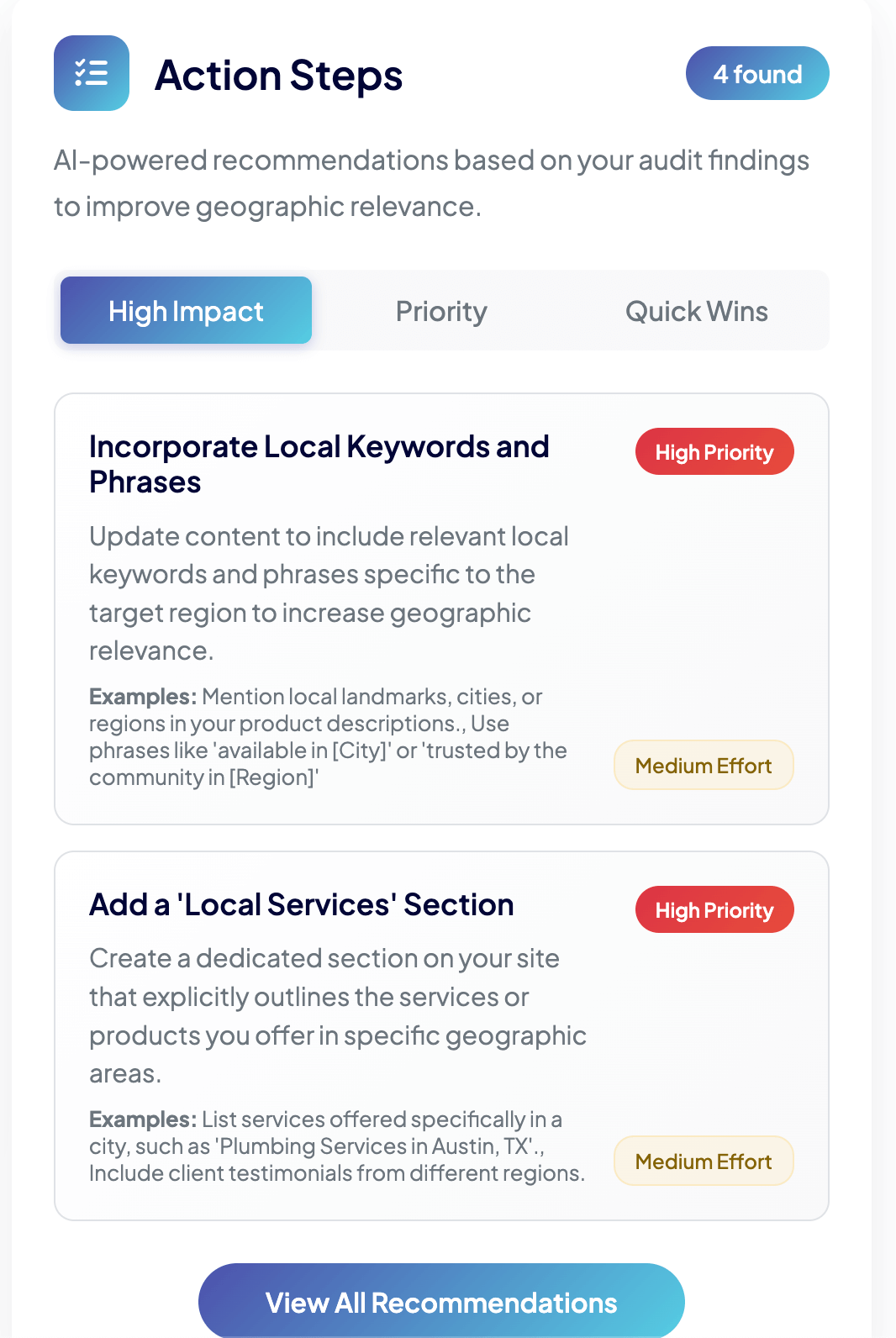 generative engine optimization dashboard image in about us section