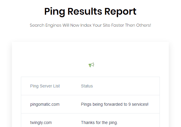ping your website or blog